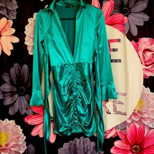 Mint green mini collared mini dress